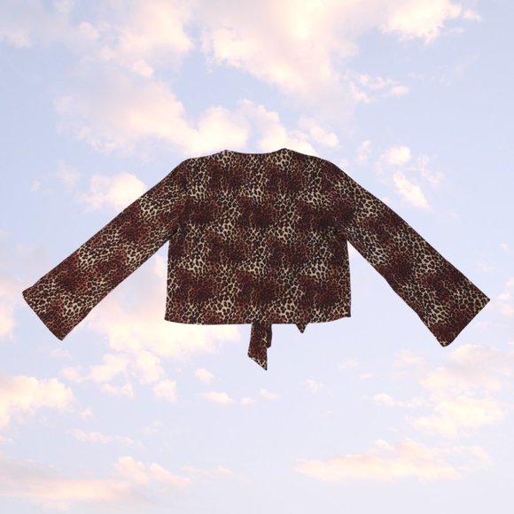 Topshop tie-front leopard top - Picture 2 of 2